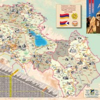 Guide map Armenia Artsakh and Yerevan city panorama